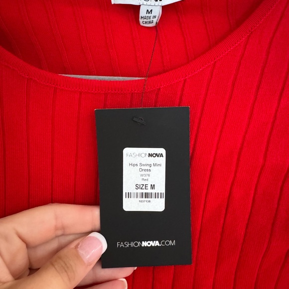 NWT - Fashion Nova Red Asymmetrical Dress - Picture 2 of 5